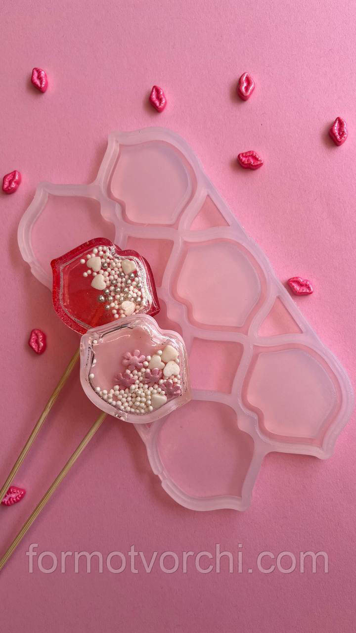 Силіконовий молд для льодяників "Губи-брязкальця 2"