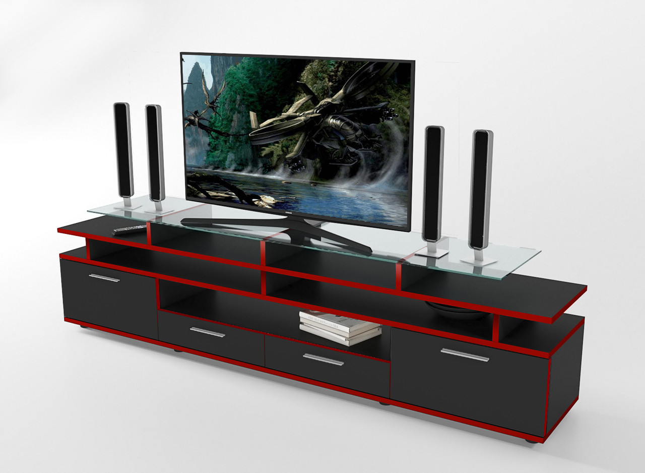 ТБ- тумба Cinema Comfy Home, ZEUS чорний/червоний