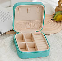 Скринька для зберігання прикрашений, портативний органайзер для кільця, сережок і намист, бірюзовий.