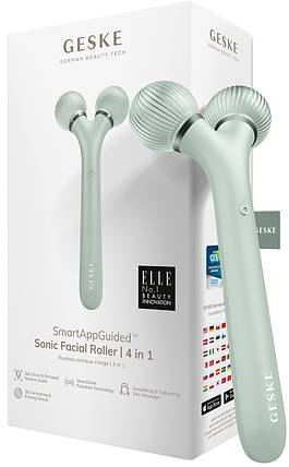 Електронний ультразвуковий ролик для обличчя та тіла Geske Sonic Facial Roller 4в1 (Green), фото 1