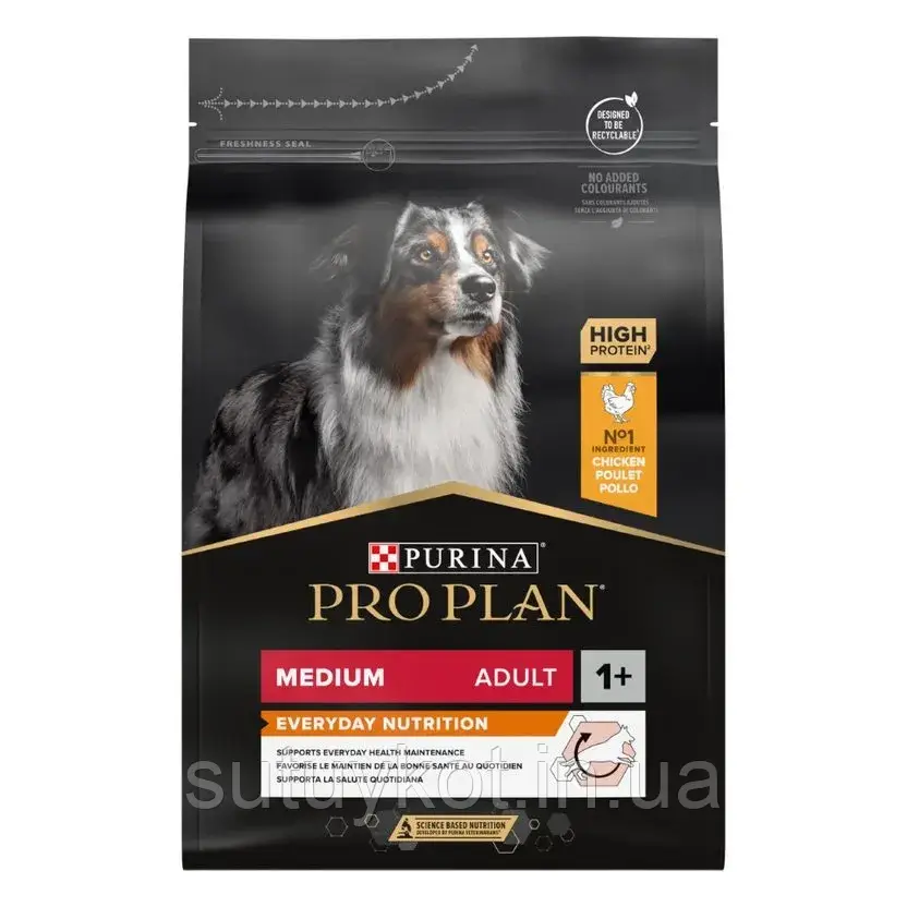 PRO PLAN проплан корм для середніх порід з куркою, 3 кг.