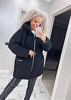 Жіноча тепла весняна куртка зі штучного хутра овчини 46-48, 50-52, 54-56, 58-60