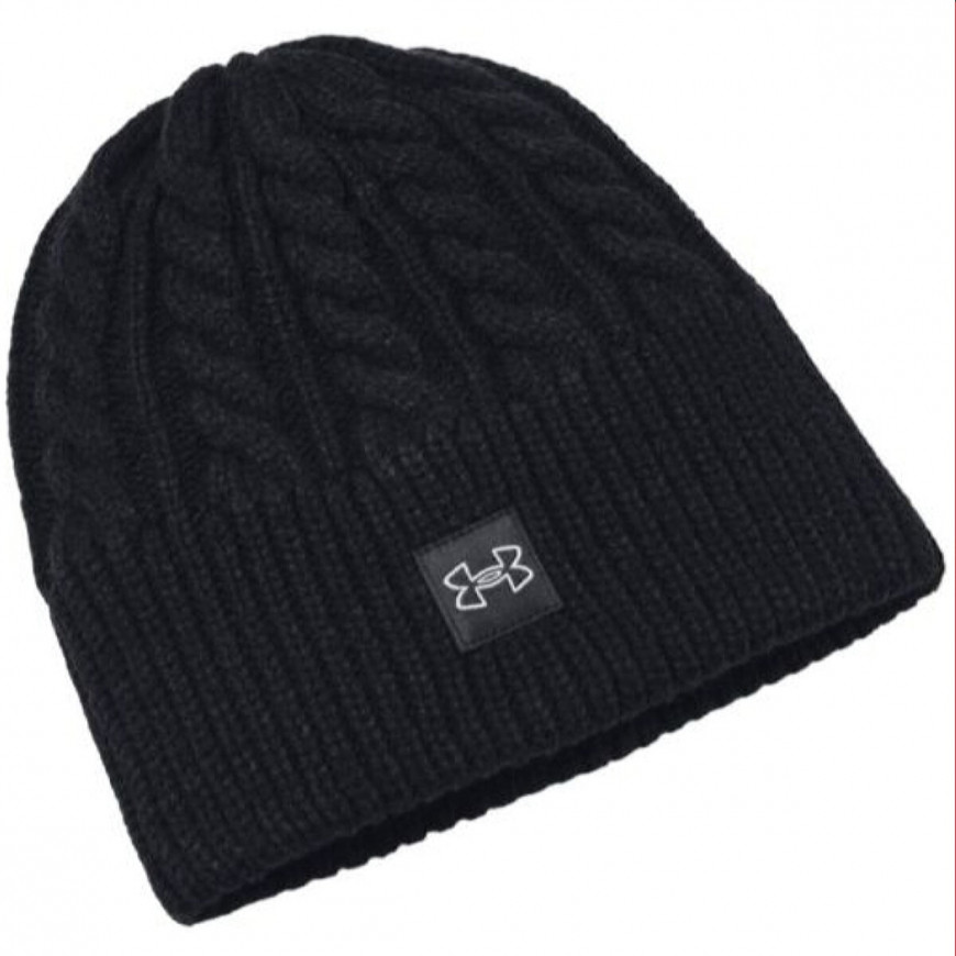 Шапка UA Halftime Cable Knit Beanie чорний Жін OSFM