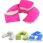 Дорожня надувна Подушка для подорожей з підголовником Silenta (pink) + чохол!, фото 3