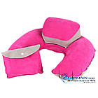 Дорожня надувна Подушка для подорожей з підголовником Silenta (pink) + чохол!, фото 5