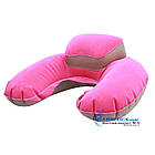 Дорожня надувна Подушка для подорожей з підголовником Silenta (pink) + чохол!, фото 7