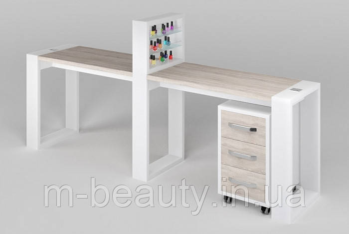 Манікюрний стіл Valio 5 робочий стіл для двох майстрів манікюру VM145 манікюрний стіл з пересувною тумбою, фото 1