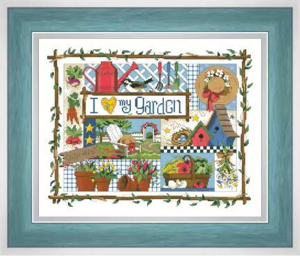 Набір для вишивання БЕЗ нанесеної схеми на канву  "I love my garden". AIDA 14CT , 41*33 см., фото 1