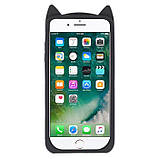 Силіконовий чохол для iPhone 8 Plus / 7 Plus - 3D Cat (Кіт з вусами), Чорний, фото 2