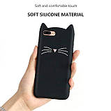 Силіконовий чохол для iPhone 8 Plus / 7 Plus - 3D Cat (Кіт з вусами), Чорний, фото 3