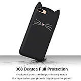 Силіконовий чохол для iPhone 8 Plus / 7 Plus - 3D Cat (Кіт з вусами), Чорний, фото 5