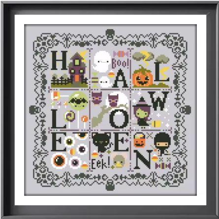 Набір для вишивання "Halloween spooky sampler". AIDA 14CT ,30*30 см. БЕЗ нанесення на канву схеми., фото 1