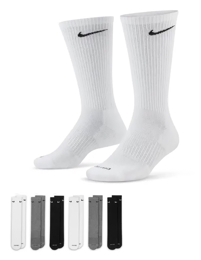 Шкарпетки Nike U NK ED PLS CSH CRW 6PR - 132 чорний, сірий, білий Чол 38-42