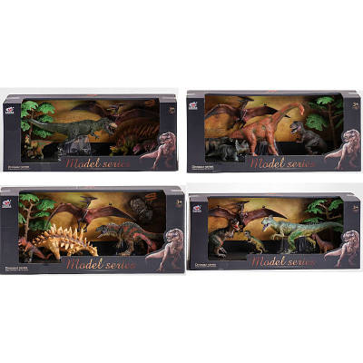 Дитячий набір іграшкових динозаврів 5 фігурок реалістичних стародавніх тварин камінь та дерево 4 види комплектів