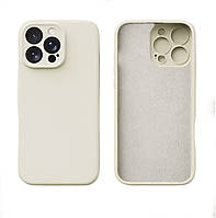 Силіконовий чохол із мікрофіброю Pierre для iPhone 16 Pro білий софт тач бампер