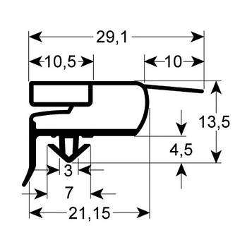 Ущільнювач дверей гумка для холодильного столу Electrolux, Zanussi MLP, TAV серії 901392 профиль 9773 382х582мм