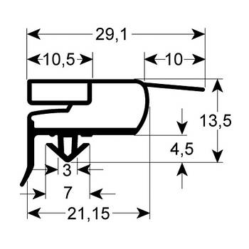 Ущільнювач дверей гумка для холодильного столу Electrolux, Alpeninox RCS, RDS серії 901154 394x567мм профіль 9773