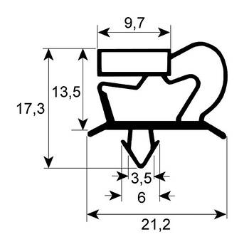 Ущільнювач ящика гумка для холодильного столу Apach, Tecnodom, DGD 900945 387х292мм профіль 9048