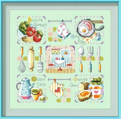 Набір для вишивання "Enjoy food". AIDA 14CT ,26*25 см. БЕЗ нанесення на канву схеми.