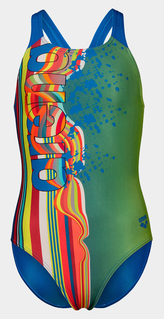 Купальник для дівчат Arena PALETTE SWIMSUIT SWIM PRO BACK блакитний, жовтий, мультикольор Діт 164 см original