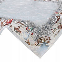 Рождественская скатерть 1154 140х180 гобелен на стол зимний пейзаж винтаж