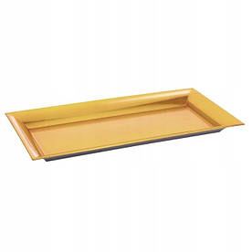 Золотий довгастий піднос 36 см Glamour Rectangular Gold Candle Plate