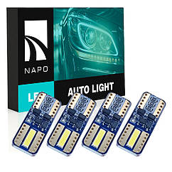 Комплект світлодіодних ламп NAPO LED T10-7020-2smd W5W T10 колір світіння білий 4 шт