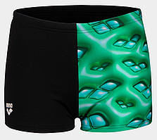 Плавки-боксери для хлопців Arena FOAM SWIM SHORT чорний, зелений, бірюзовий Діт 140 см original Акція Знижка