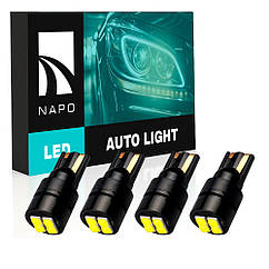 Комплект світлодіодних ламп NAPO LED T10-3030-4smd W5W T10 колір світіння білий 4 шт