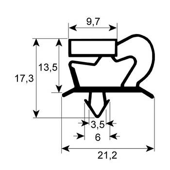 Ущільнення дверей гумка для холодильного столу Sagi, Angelo Po KUA2A серії 900861 373x570мм профиль 9048