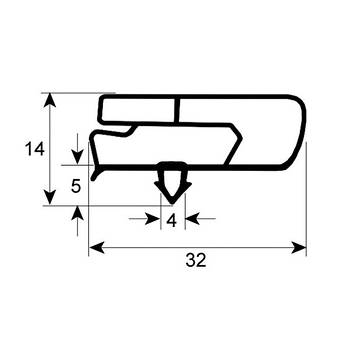 Ущільнювач дверей гумка для холодильного столу Fagor MSP, MPP, MPN серії 901164 365х560мм профіль 9797