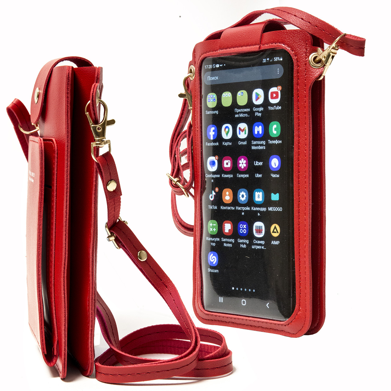 Жіноча сумка для 2-х телефонів, документів і грошей SJ1210#A (червона), фото 1