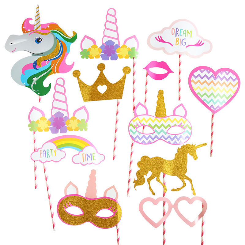 Фотобутафорія Єдиноріг для дітей 12 деталей різнобарвний, фото 1