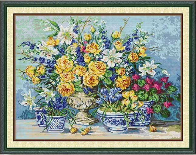 Набір для вишивання за нанесеною на канву схемою “Golden Rose”. AIDA 14CT printed , 64*50 см., фото 1