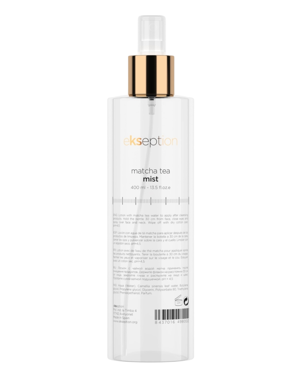 Антиоксидантний освіжуючий тонер-міст Ekseption Matcha Tea Mist 400 мл