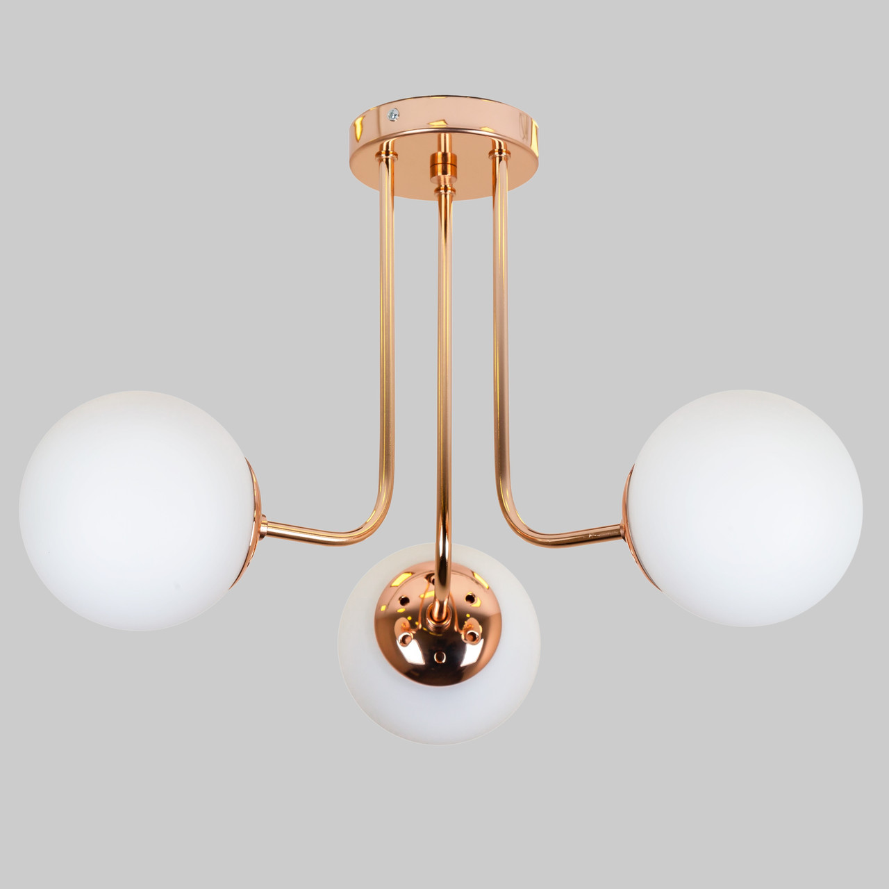 Стельова золота люстра з 3  плафонами-кулями "Triple Glow "(52-9908-3 GOLD+WH)