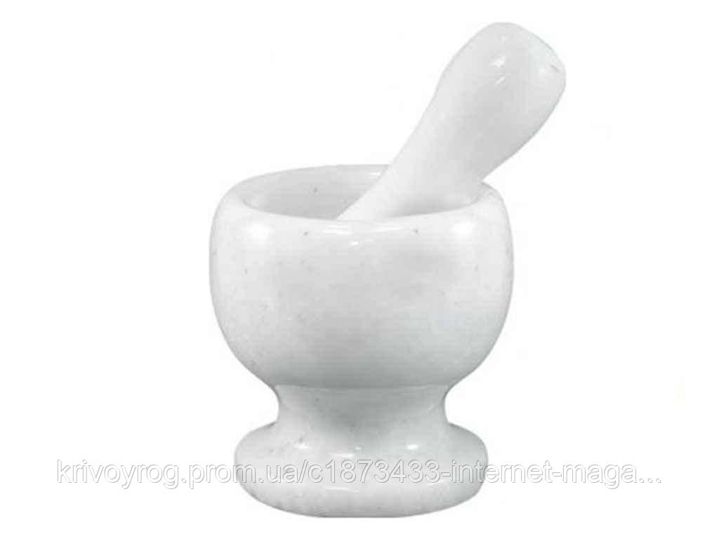 Ступка камяна з Пестиком Біла 13*10*10,5 см 2142 ТМ EMPIRE, фото 1