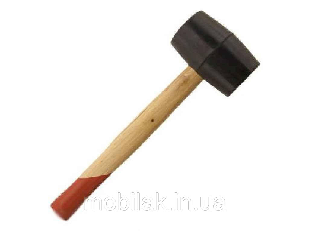 Киянка гумова 450 г. 65 мм, чорна гума, дерев'яна ручка HT-0237 ТМ INTERTOOL