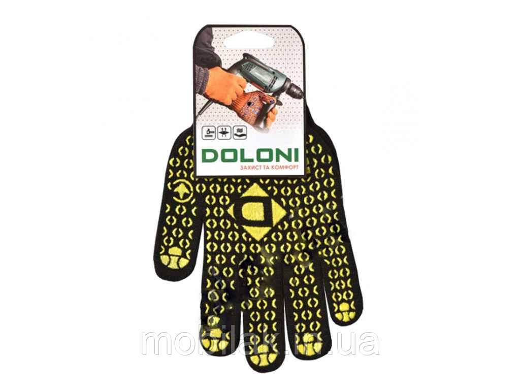 Перчатки робочі 667 чорні з ПВХ малюнком 10р. ТМ DOLONI