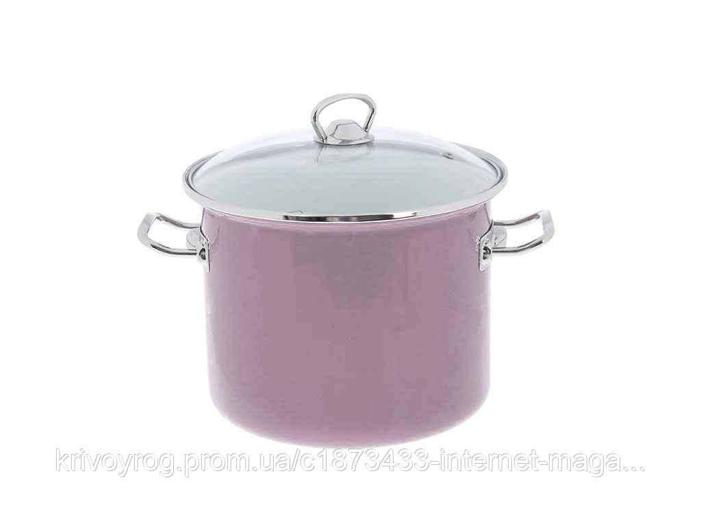 Каструля ем. 5,5л /0 циліндрична Рожева з нерж. обідком (I83117) ТМ IDILIA, фото 1