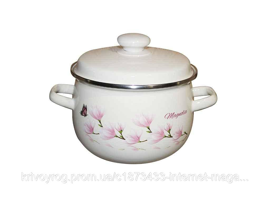Каструля ем. 1,5л/2 сферична з н/ж обідком Магнолія молочна (I1908/2) ТМ IDILI, фото 1