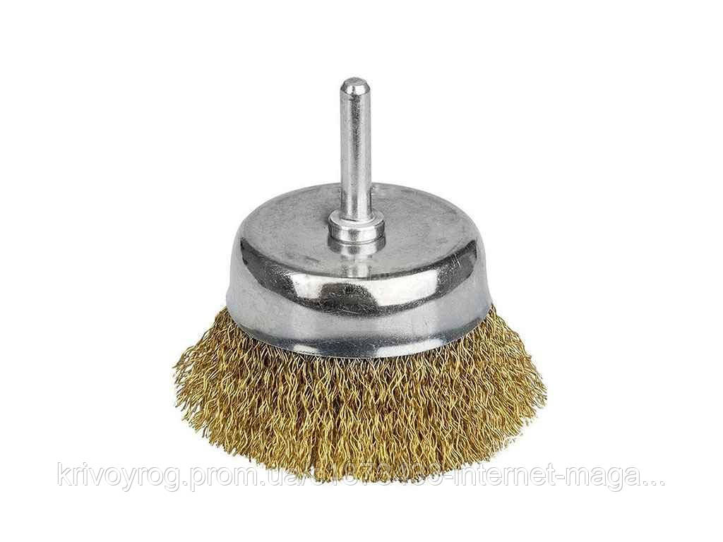 Щітка дротяна чашоподібна Ø50мм хвостовик Ø6мм (латунірованная) 9015051 ТМ SIGMA, фото 1