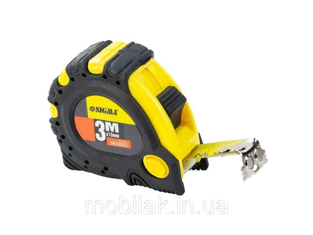 Рулетка магнітна фіксатор гальмо 3мх19мм 3823031 ТМ SIGMA