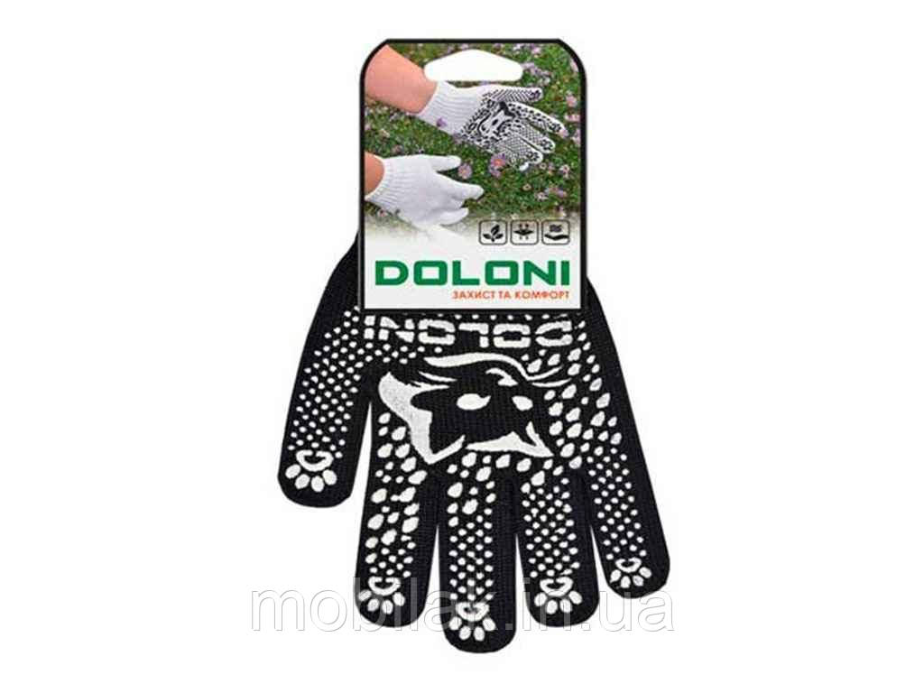 Перчатки робочі 4894 з ПВХ малюнком КотоФан (чорні) 8р. ТМ DOLONI