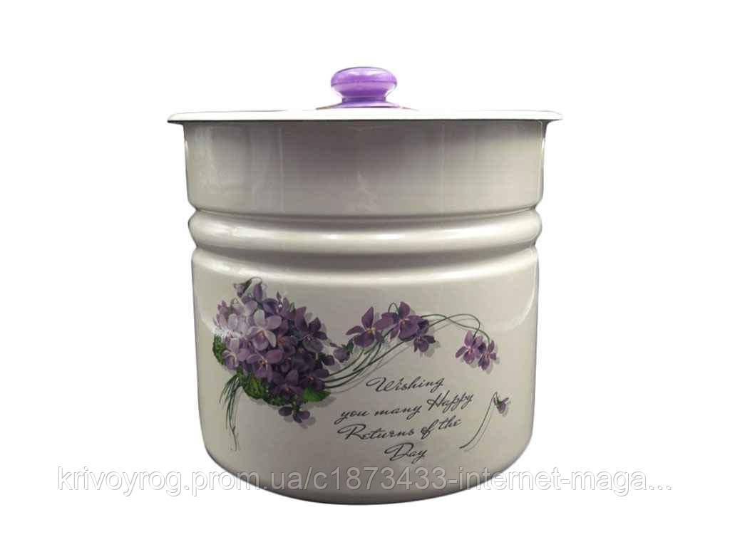 Каструля ем. 12л /2 циліндрична Віола біла (I1624/2) ТМ IDILIA, фото 1