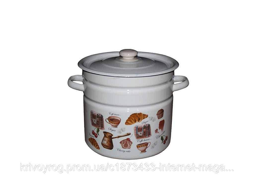 Каструля ем. 12,0л/2 циліндрична Кафе де Шері (біла) (І1624/2) ТМ IDILIA, фото 1