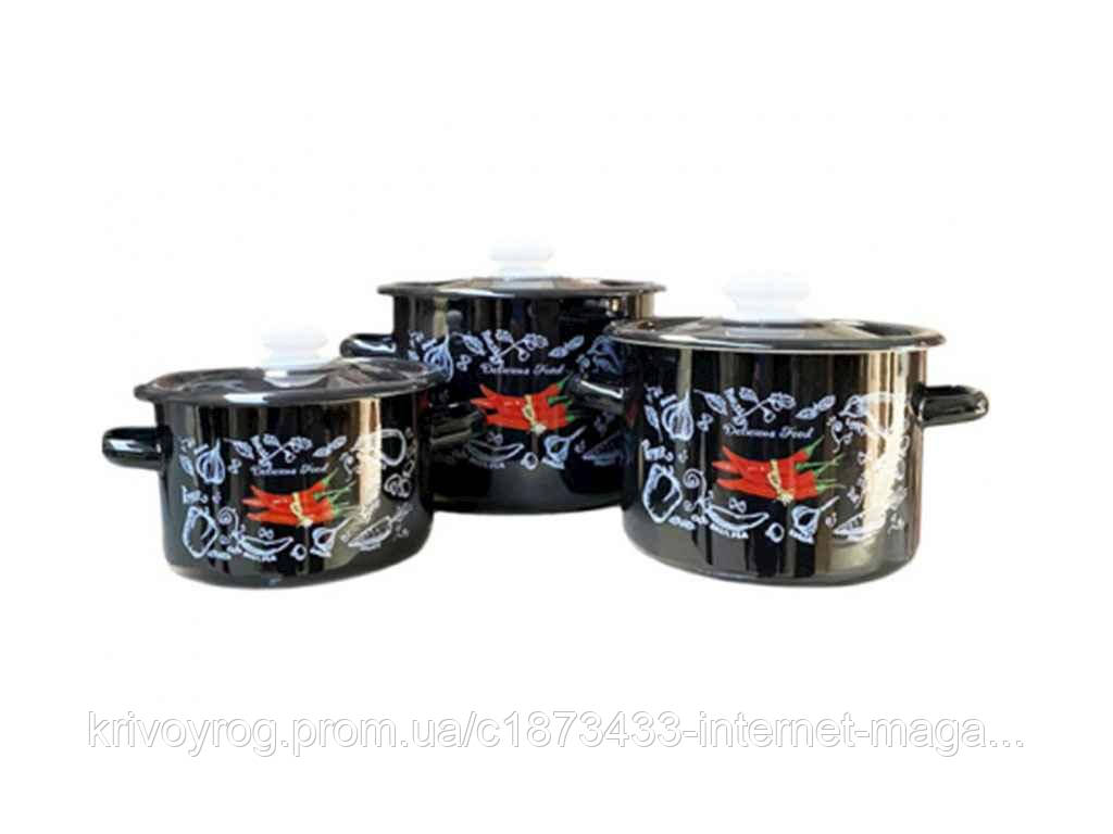 Набір ем. посуду 3-х предм. №274 Спайсі (чорна) ТМ IDILIA, фото 1