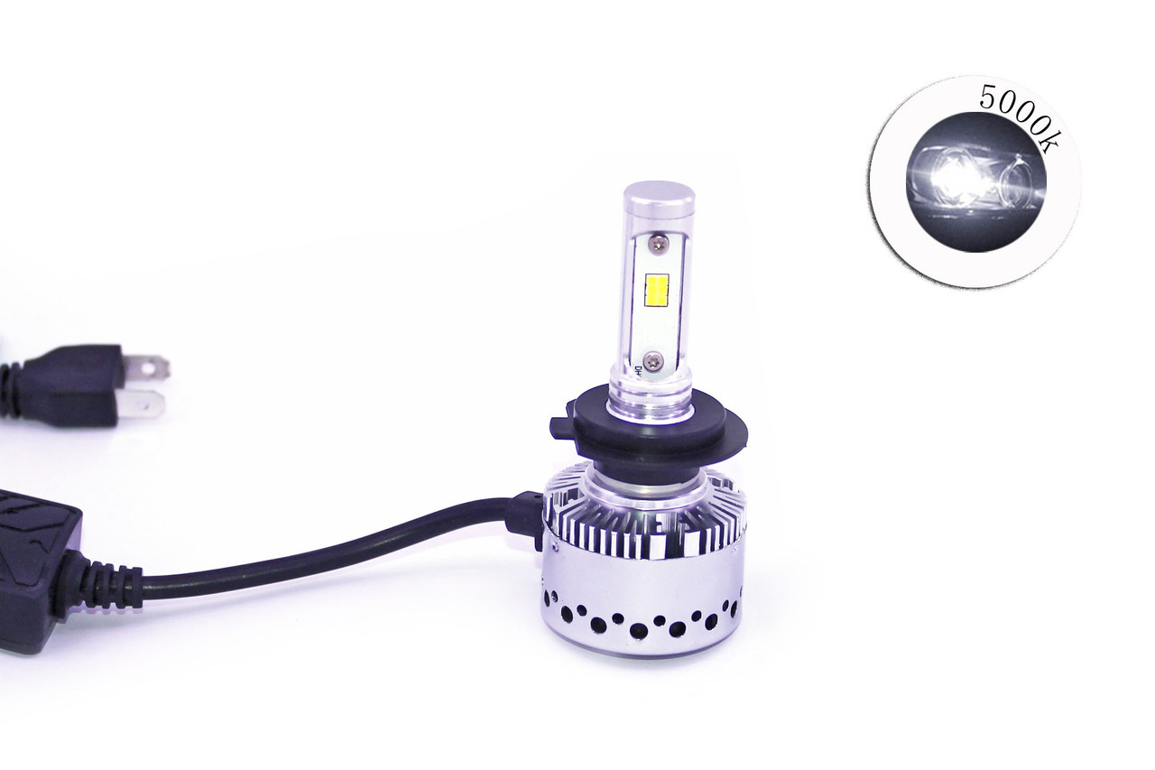 Комплект LED ламп T21 H7 6000K 9-32V радіатор з вентилятором (діод CSP), фото 1