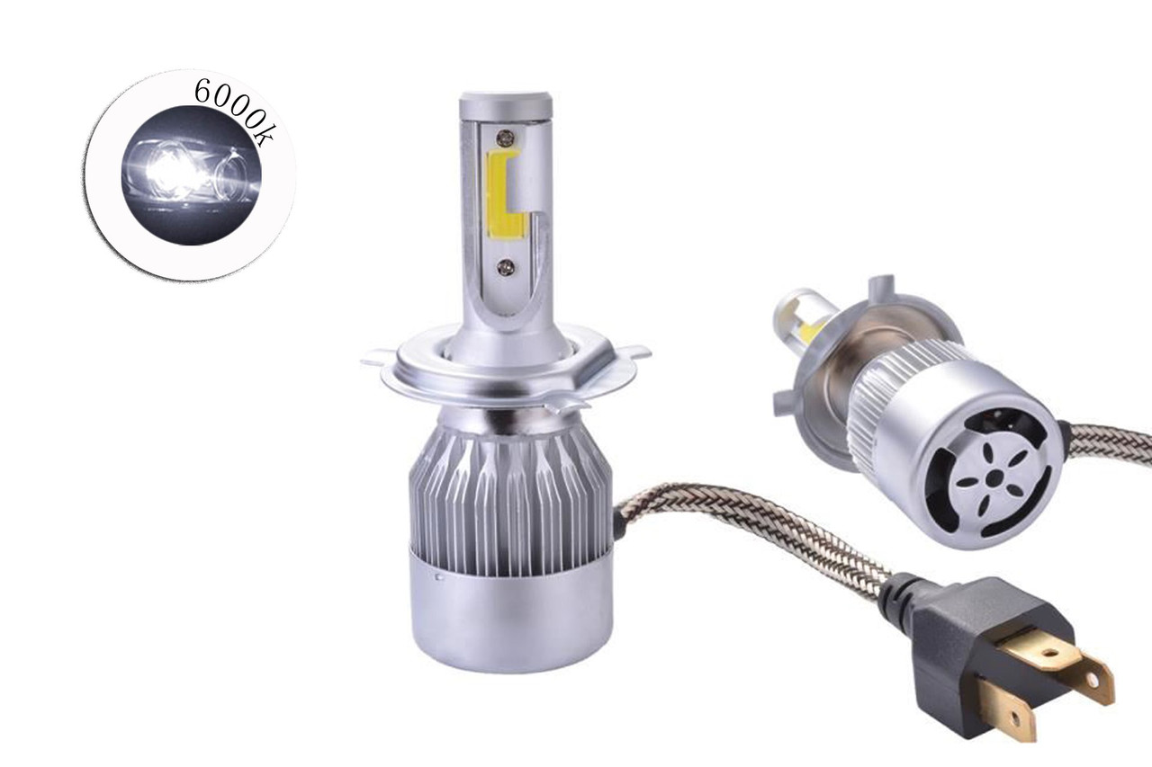 Комплект LED ламп C6 H4 6000K 9-32V радіатор з вентилятором (chip COB)