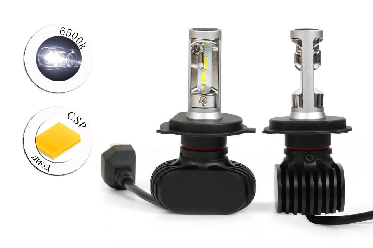 Комплект LED ламп S1 H4 6500 K 12-24 V з радіатором (діод CSP)